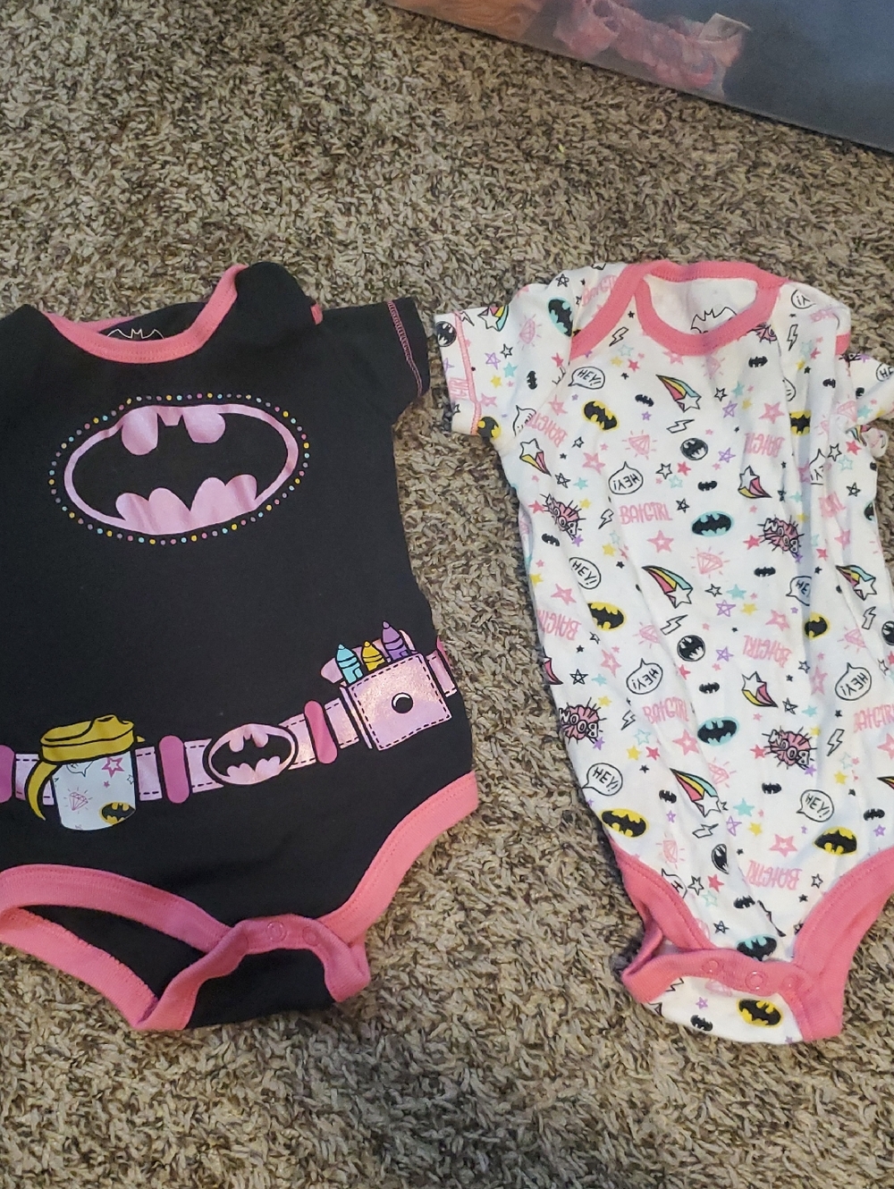 Baby Girl Pink & Black Batman One-Piece Bodysuits